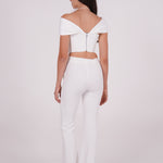 Draped White Off-Shoulder Corset - Sevgilim