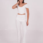 Draped White Off-Shoulder Corset - Sevgilim