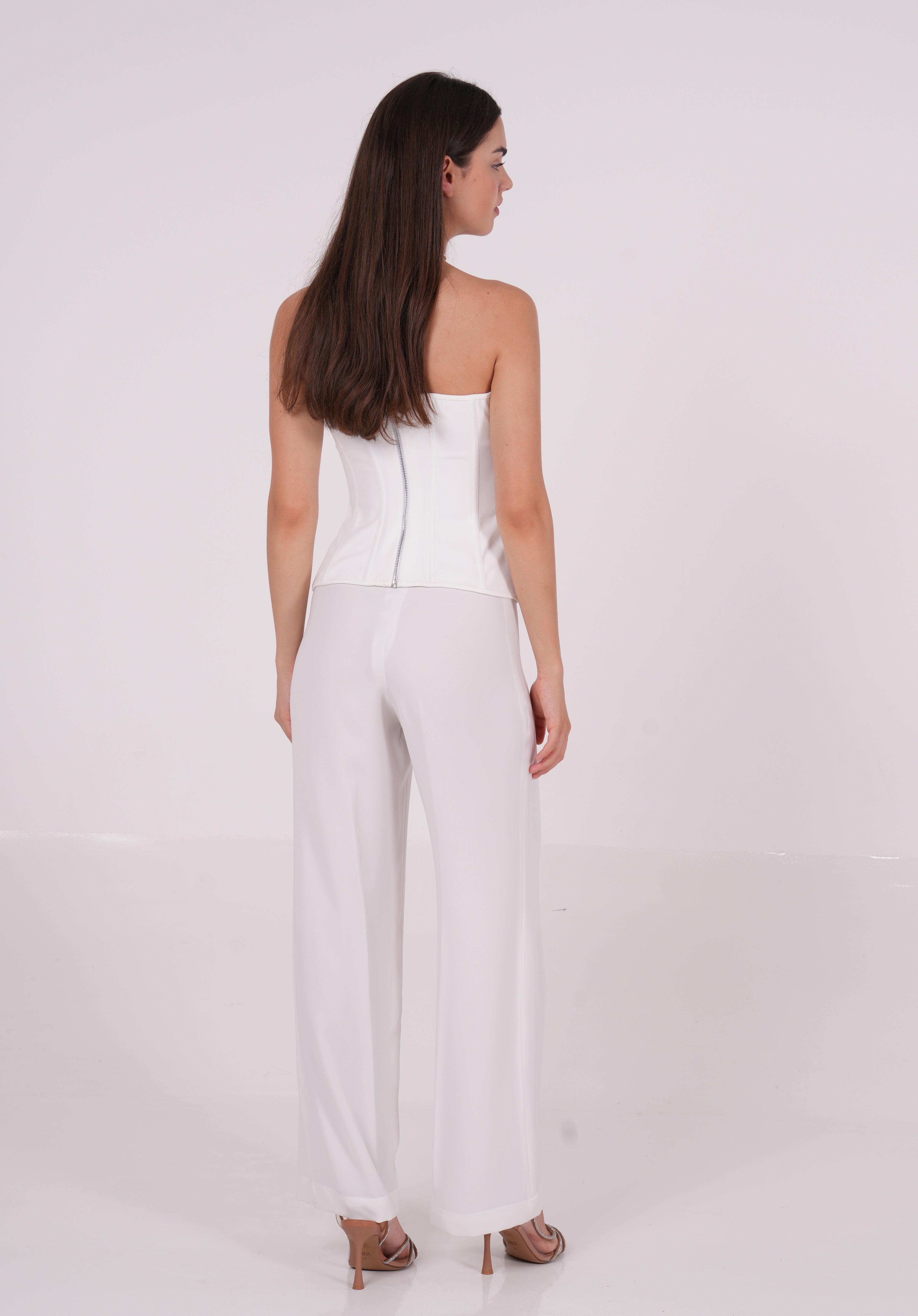 Elegant White Long-Line Corset - Sevgilim