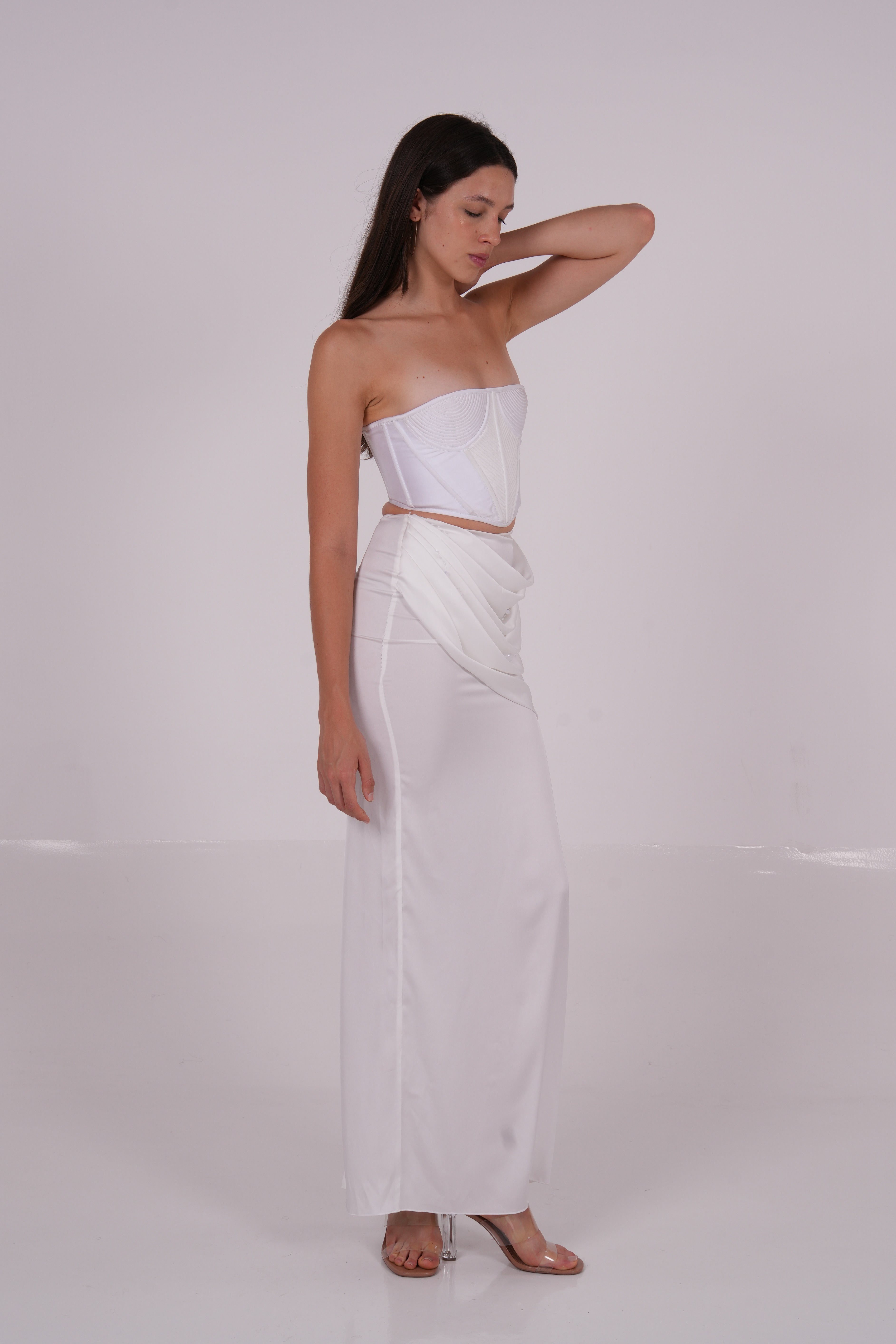 Quilted White Bustier - Sevgilim