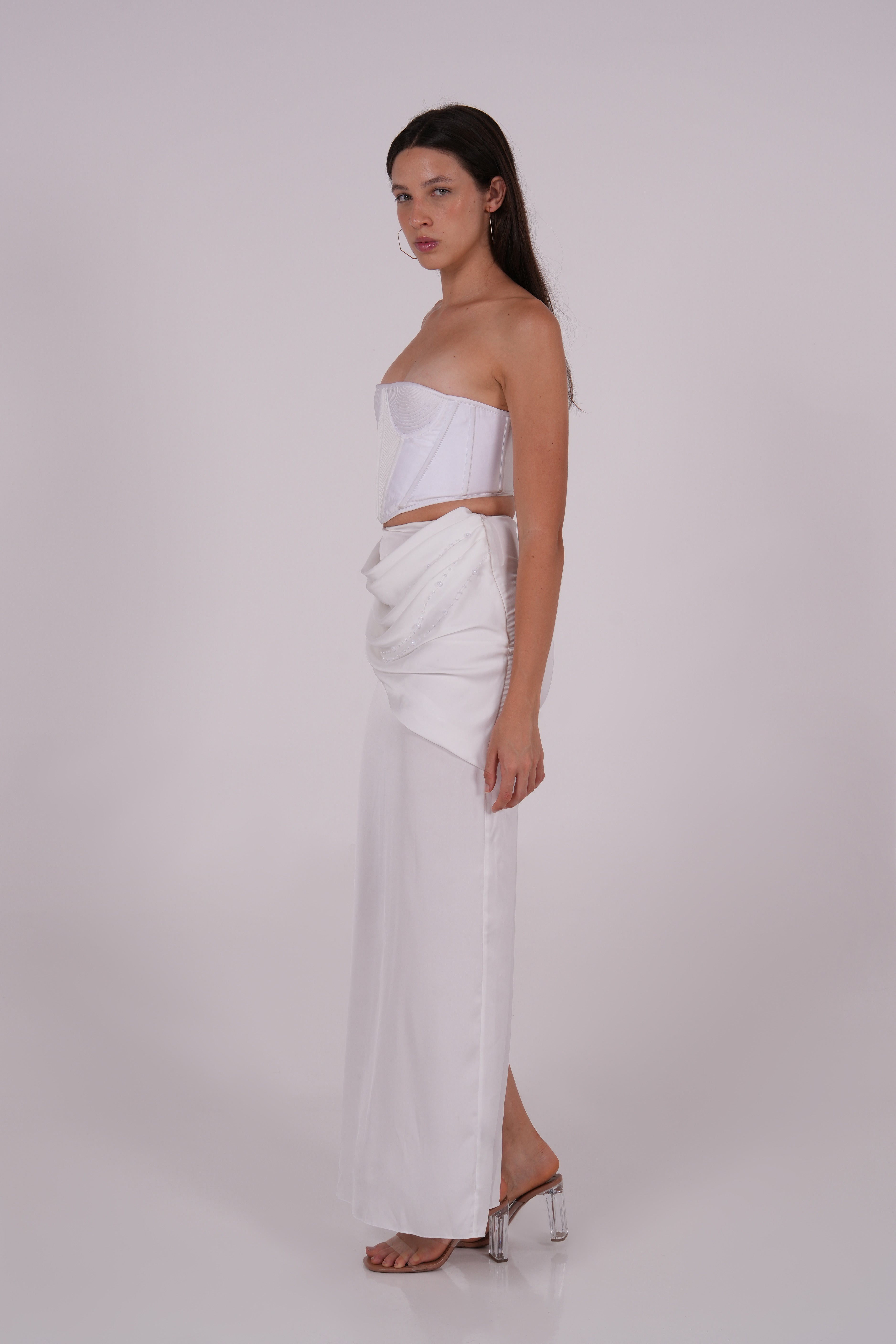 Quilted White Bustier - Sevgilim