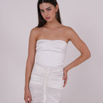 Pleated White Silk Dress - Sevgilim