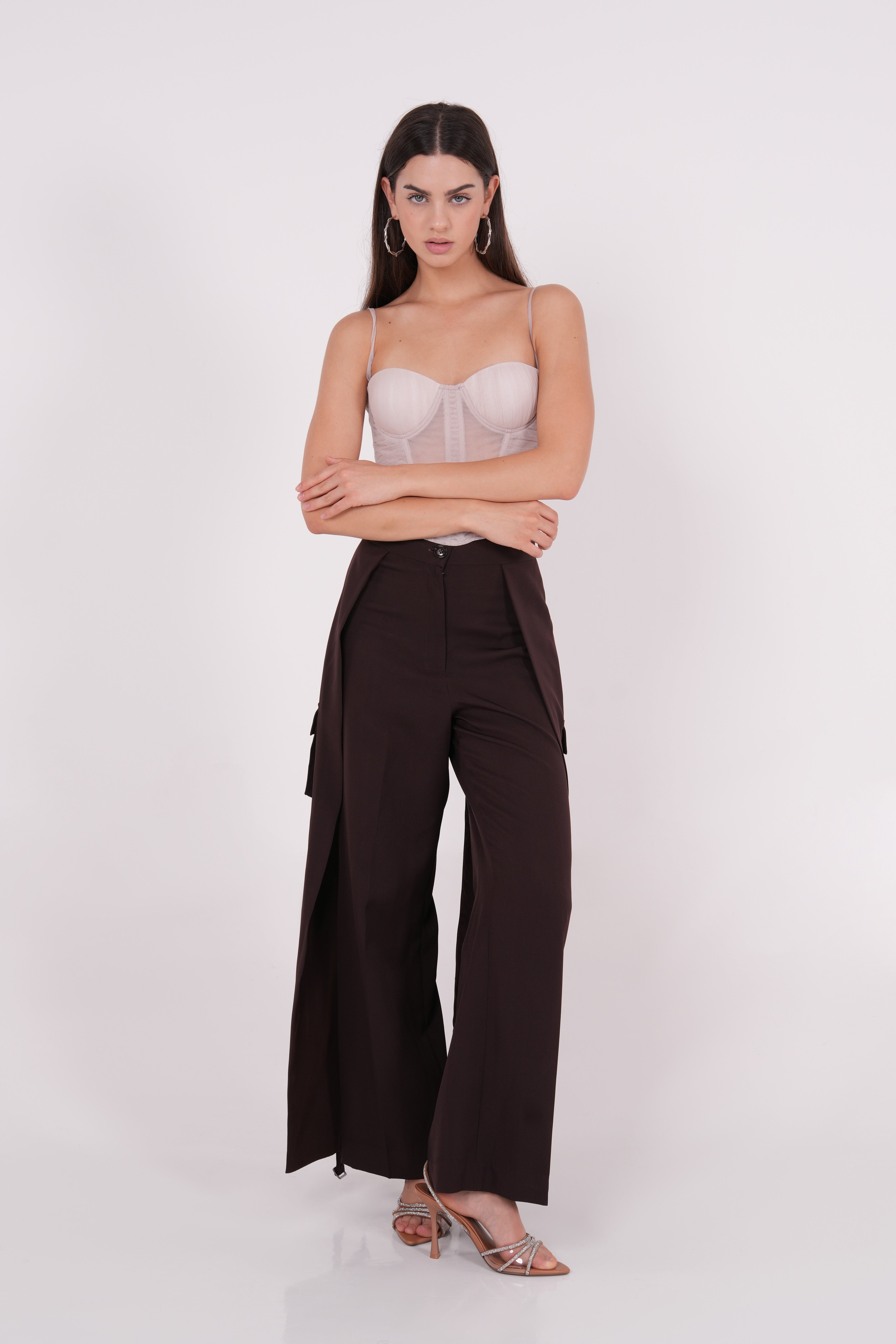 Peach Ruched Net Corset - Sevgilim
