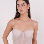 Peach Ruched Net Corset - Sevgilim