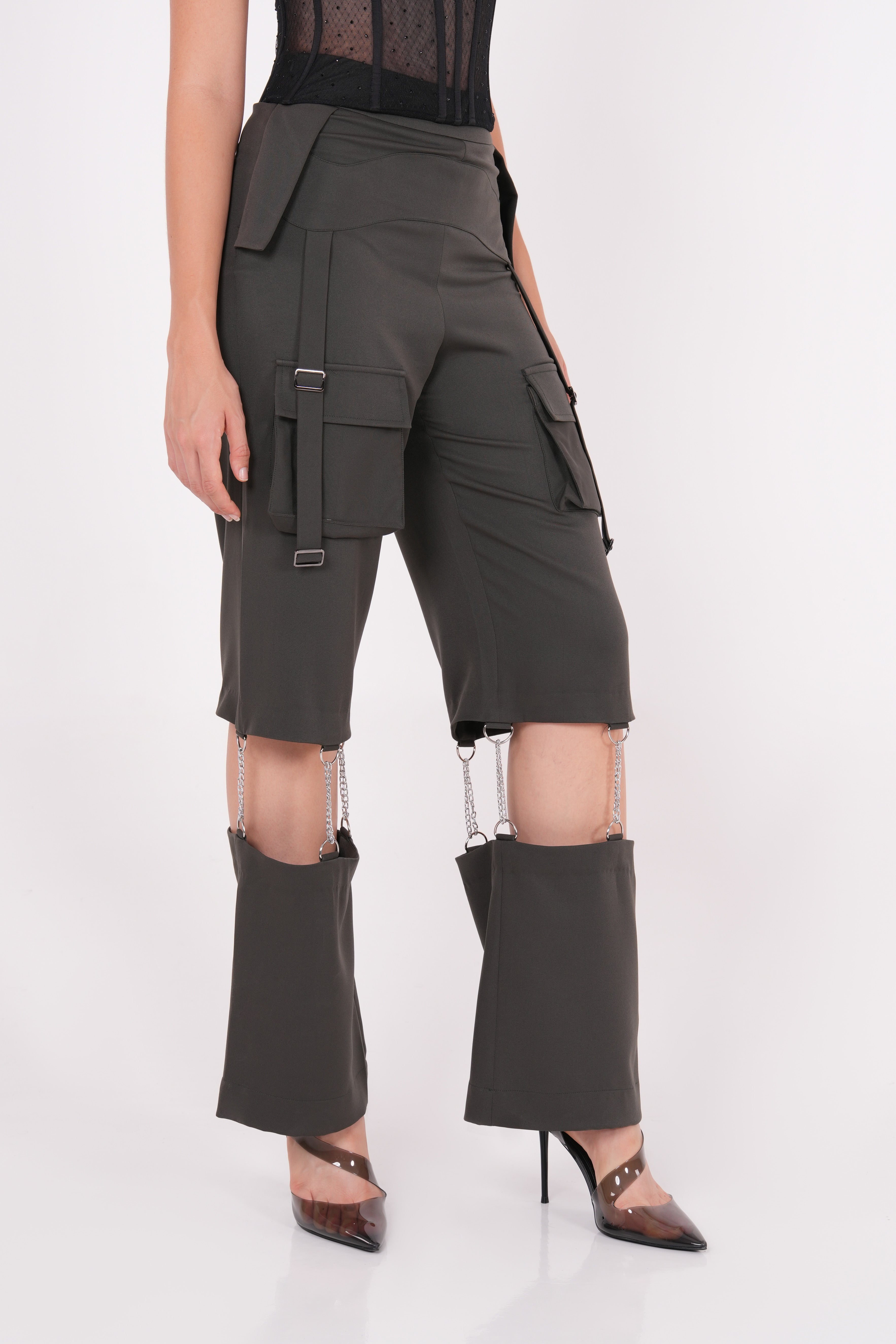 Olive Chain-Link Cargo Pant - Sevgilim