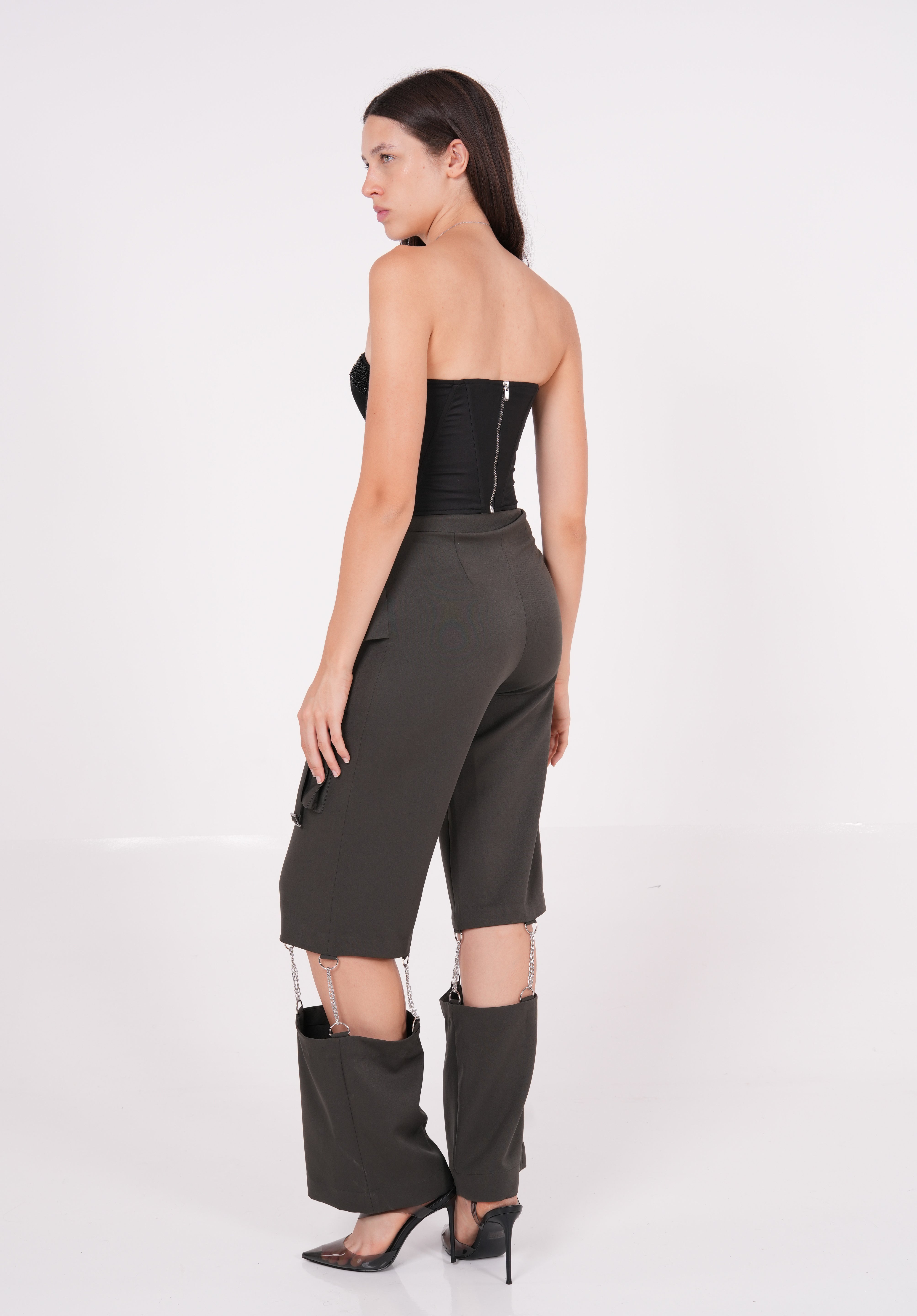 Olive Chain-Link Cargo Pant - Sevgilim