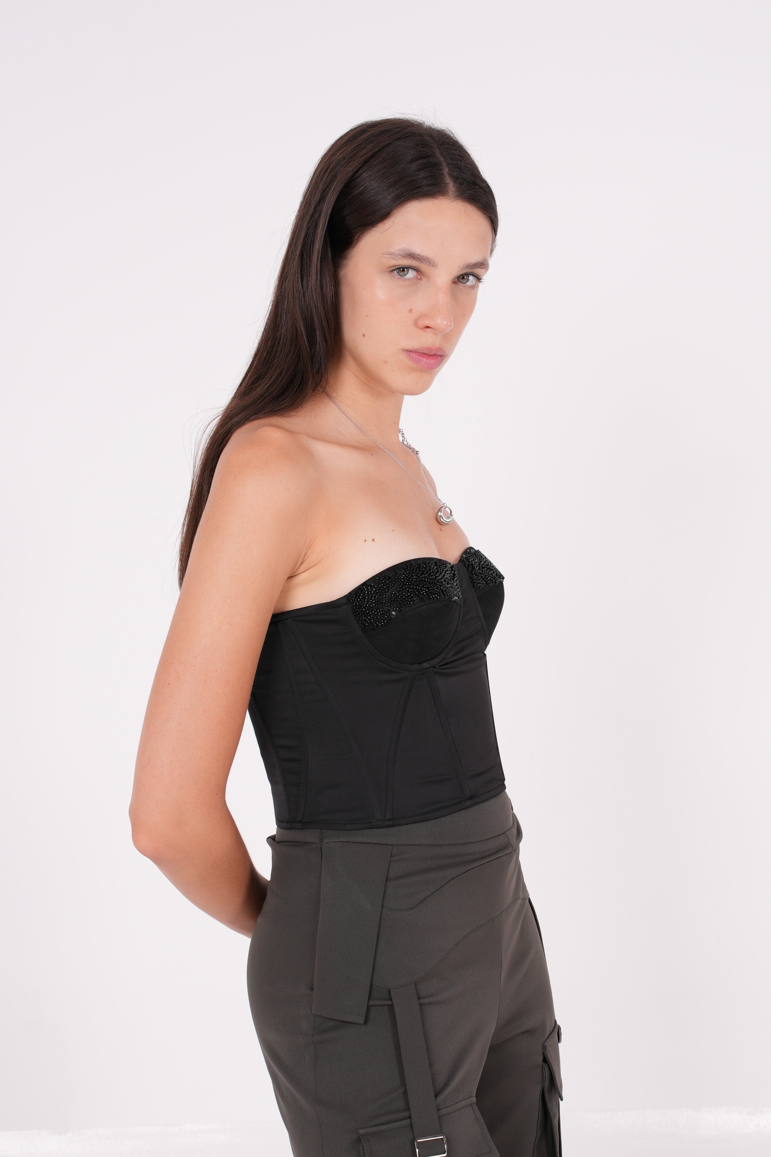 Beaded Satin Corset - Sevgilim
