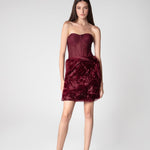 Maroon Off Shoulder Net Dress - Sevgilim