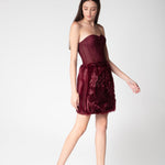 Maroon Off Shoulder Net Dress - Sevgilim