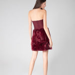Maroon Off Shoulder Net Dress - Sevgilim