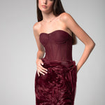 Maroon Off Shoulder Net Dress - Sevgilim