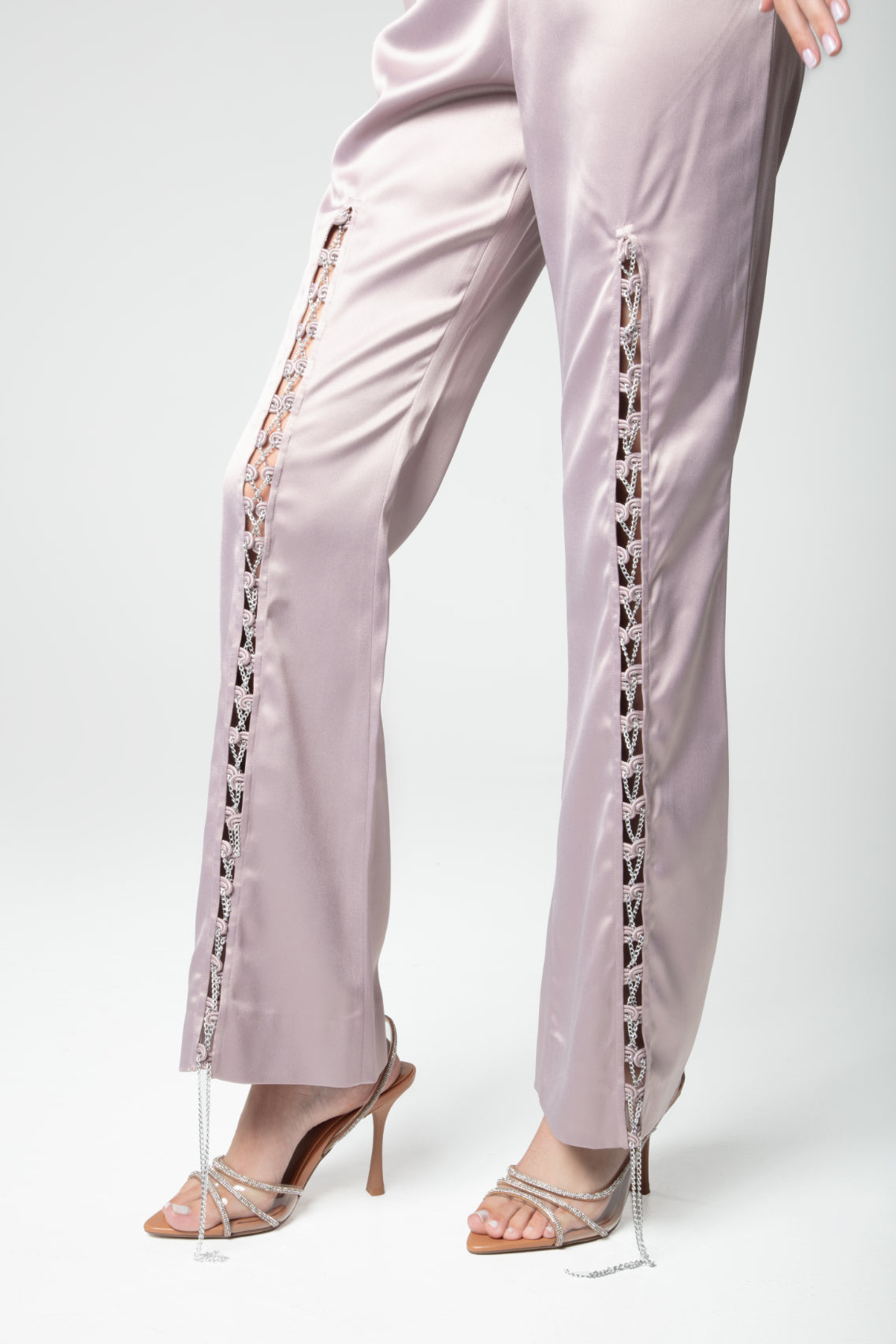 Mauve Chain-Detailed Pants - Sevgilim