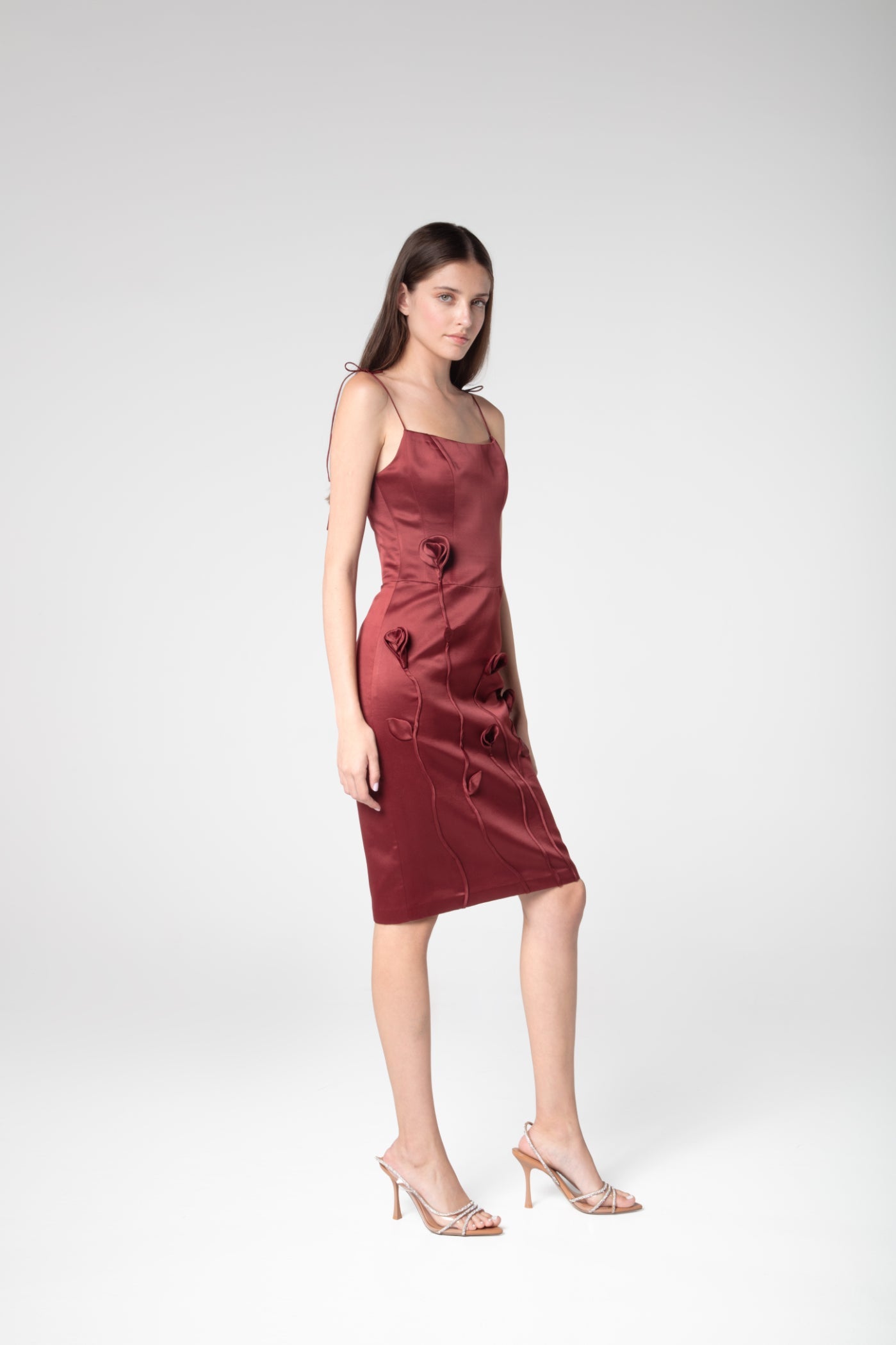 Crimson Rose Detailed Evening Dress - Sevgilim