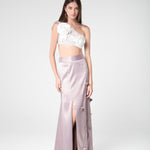 Blossom Dreams One-Shoulder White Net Crop Top - Sevgilim