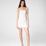 Ivory Sequined Feather Dress - Sevgilim