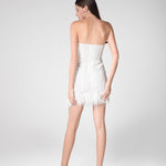 Ivory Sequined Feather Dress - Sevgilim