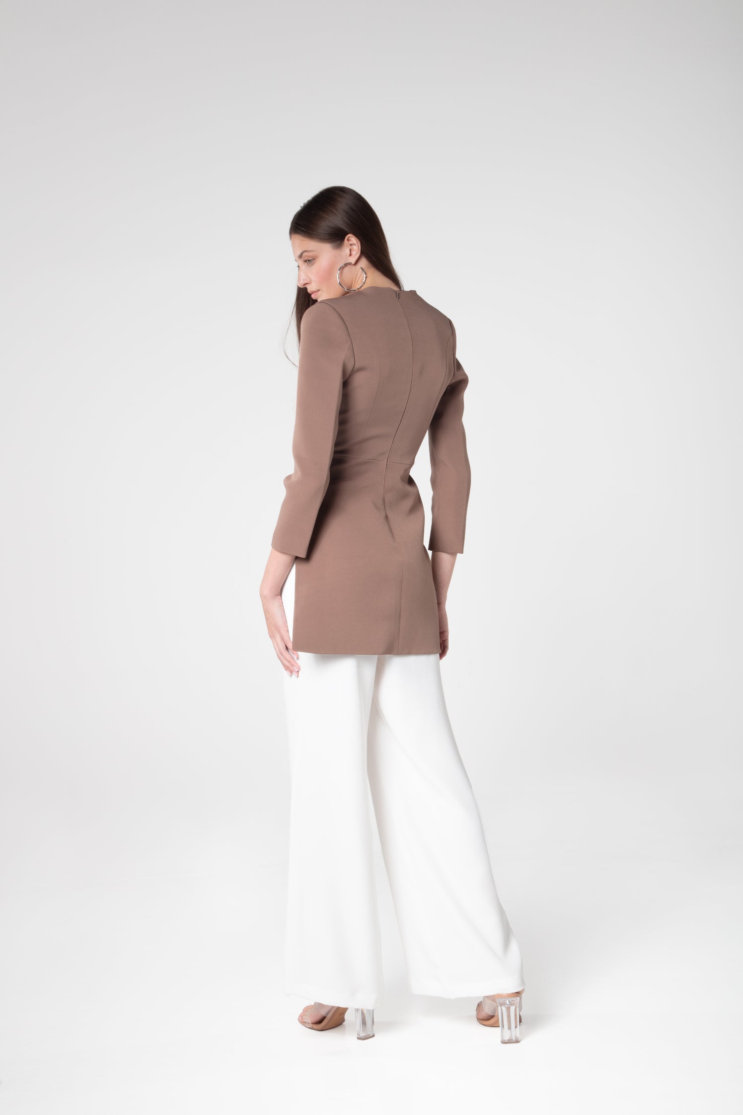 Mocha Elegance Blazer Cum Dress - Sevgilim