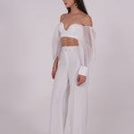Ivory Organza Sleeve Top - Sevgilim