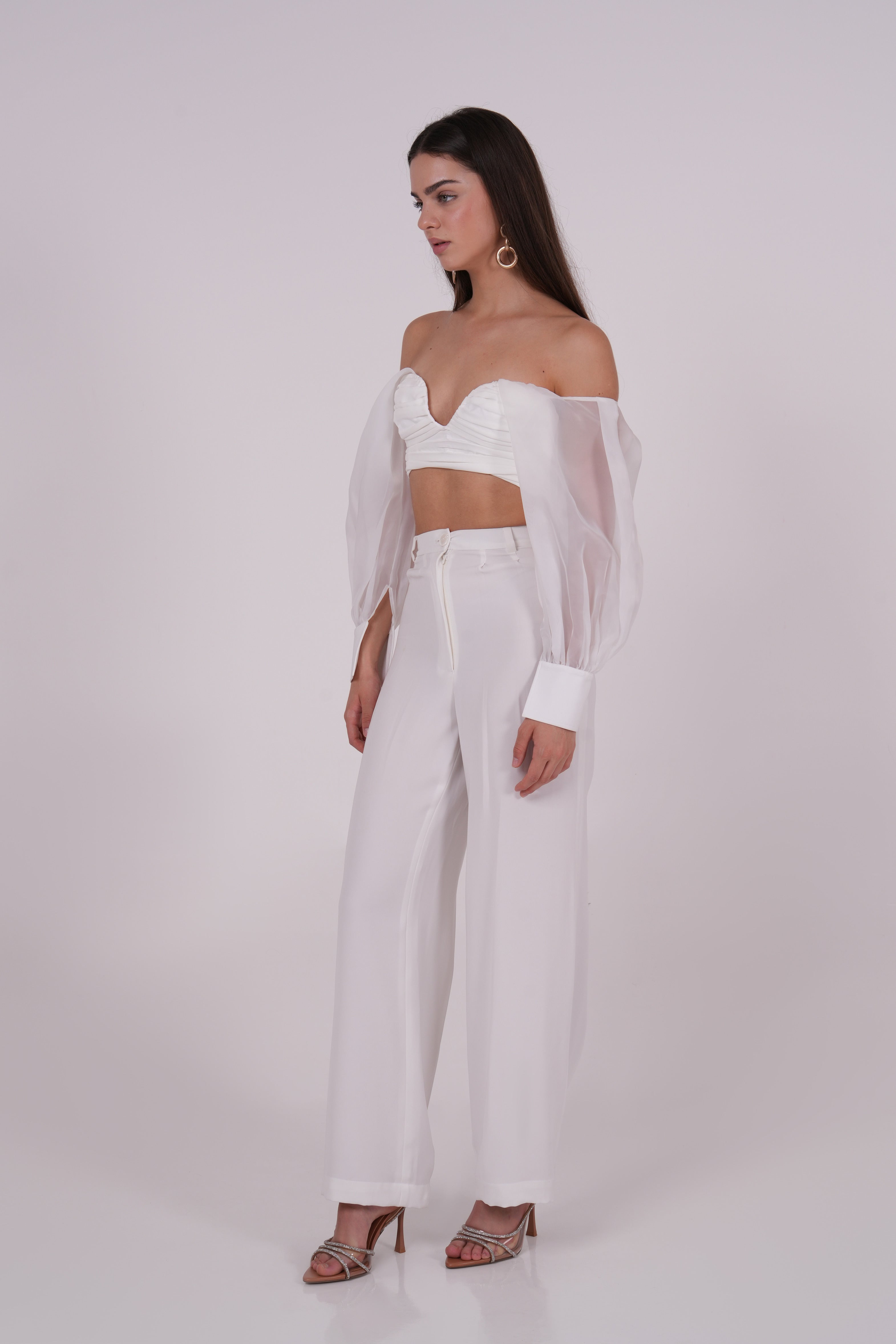 Ivory Organza Sleeve Top - Sevgilim