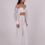 Ivory Organza Sleeve Top - Sevgilim