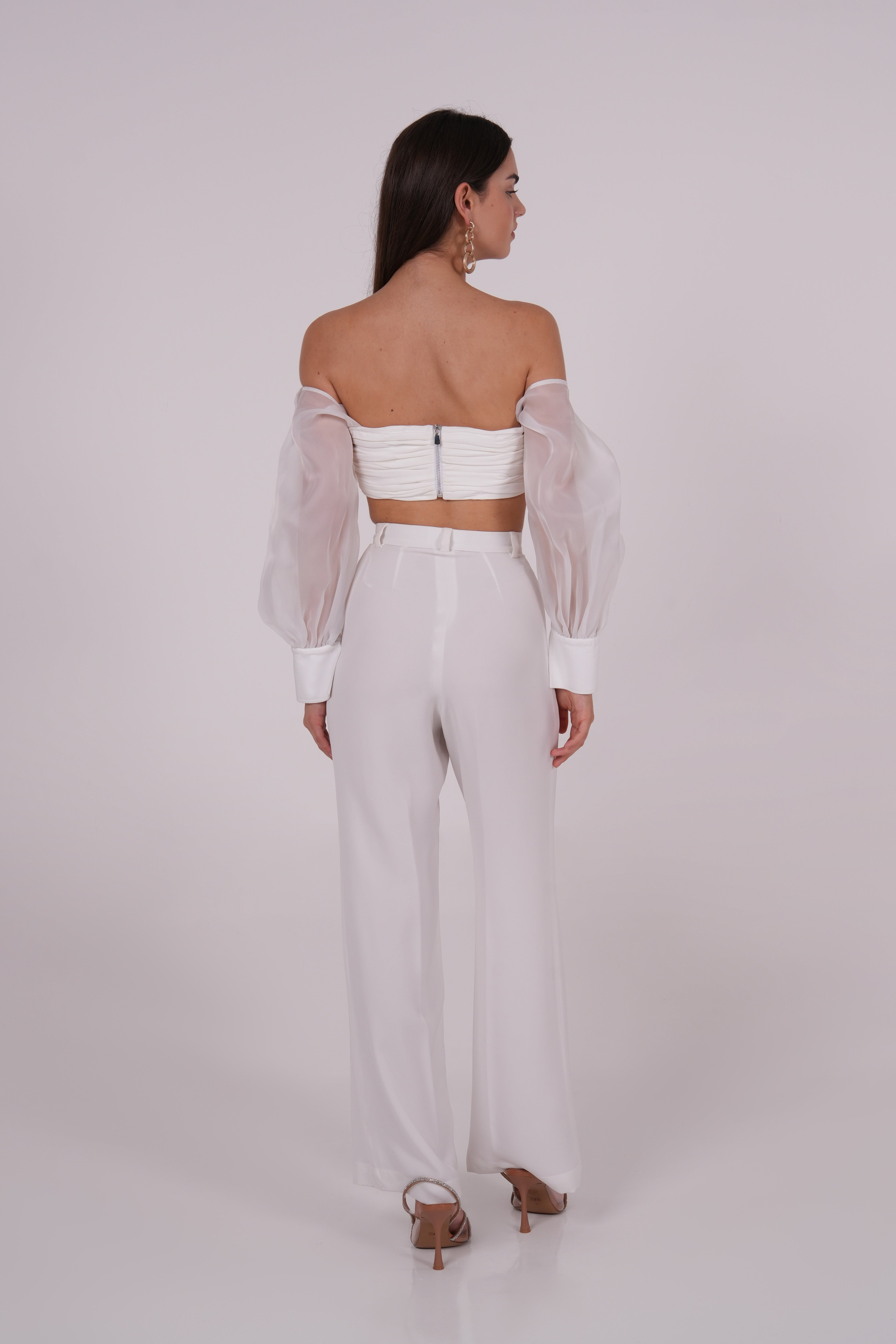 Ivory Organza Sleeve Top - Sevgilim
