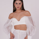 Ivory Organza Sleeve Top - Sevgilim