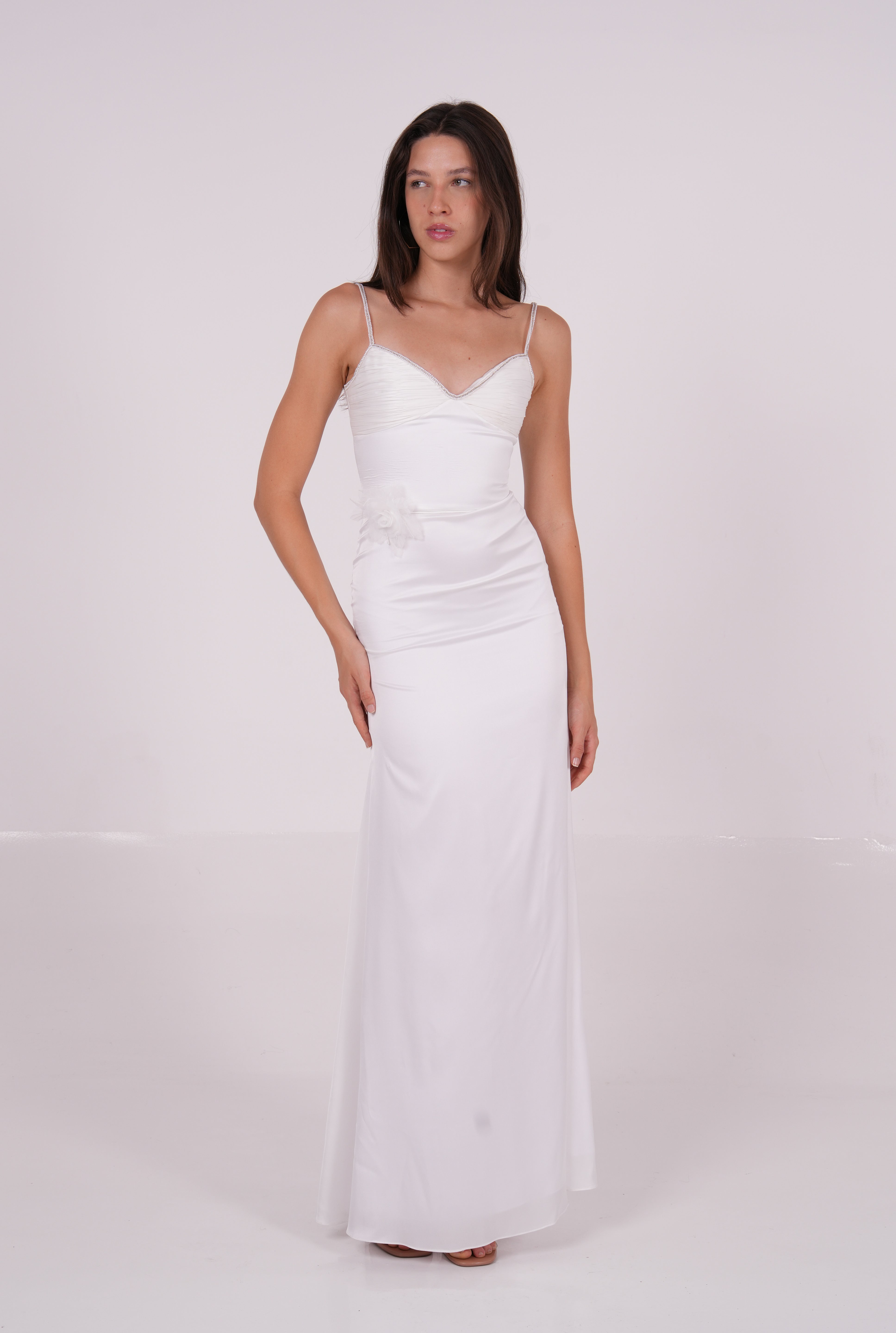 Pleated Bodycon Long Dress - Sevgilim
