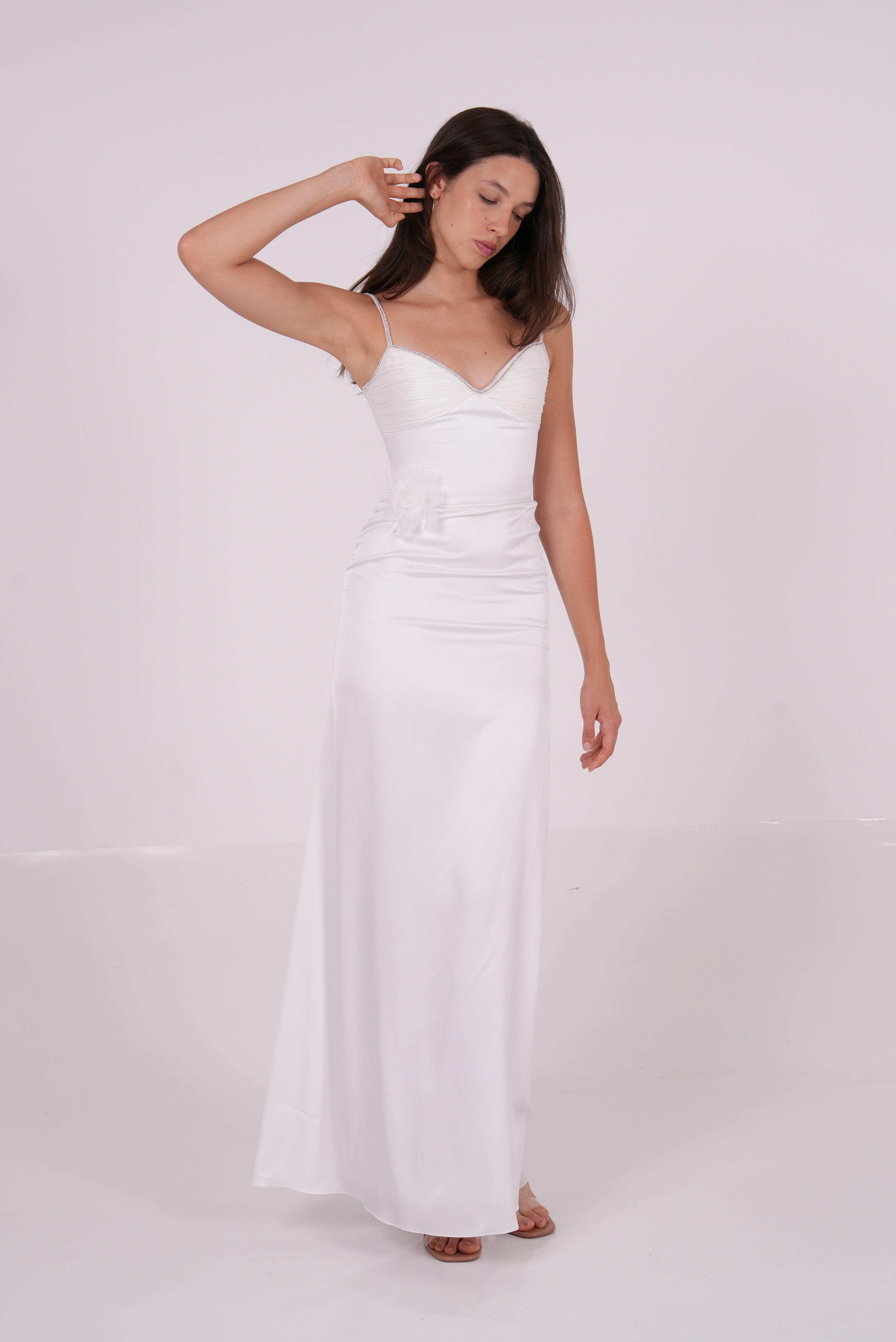 Pleated Bodycon Long Dress - Sevgilim