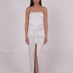 Pleated White Silk Dress - Sevgilim