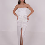 Pleated White Silk Dress - Sevgilim