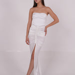 Pleated White Silk Dress - Sevgilim