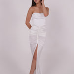 Pleated White Silk Dress - Sevgilim