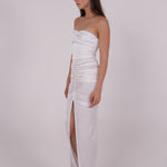 Pleated White Silk Dress - Sevgilim