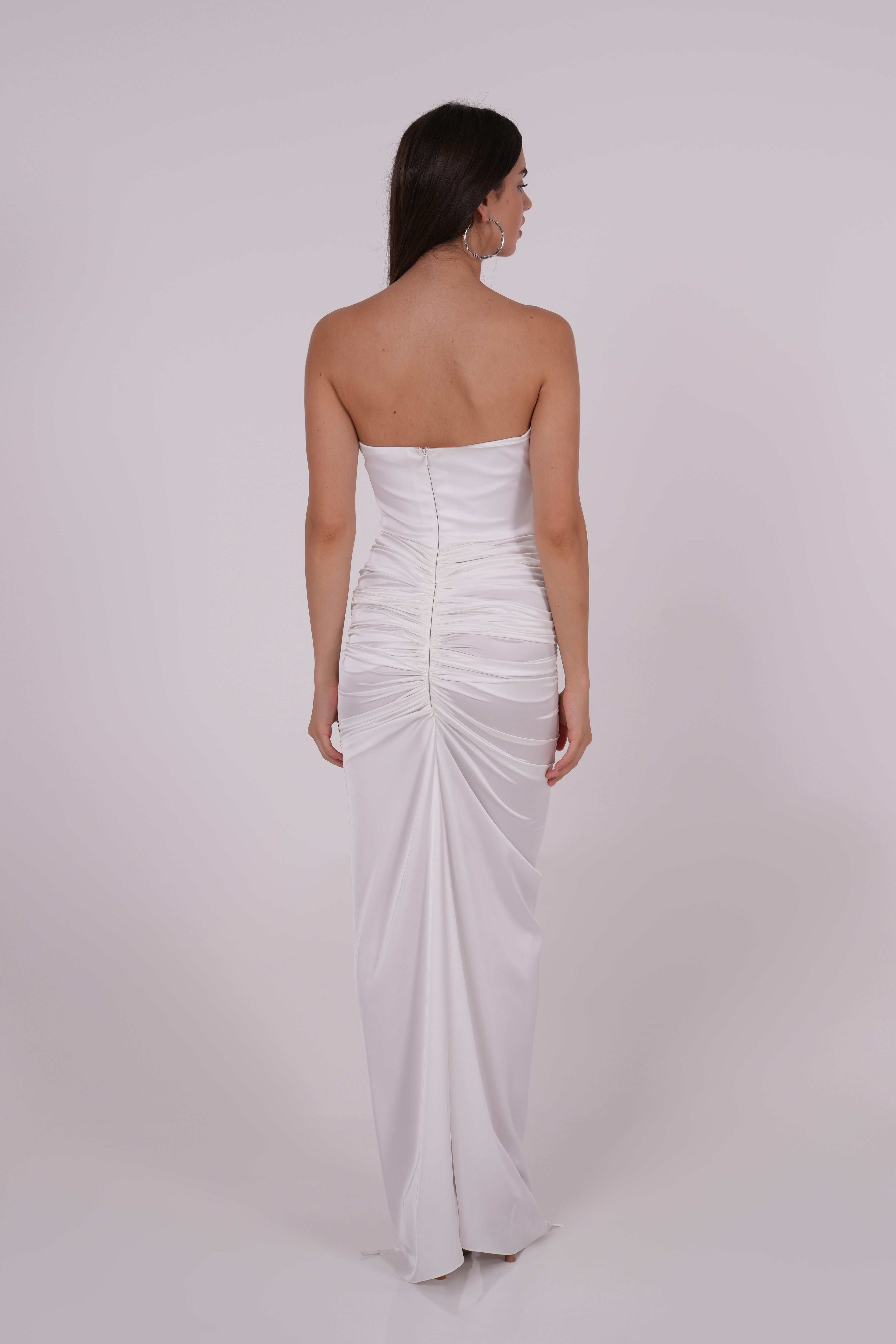 Pleated White Silk Dress - Sevgilim