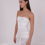 Pleated White Silk Dress - Sevgilim