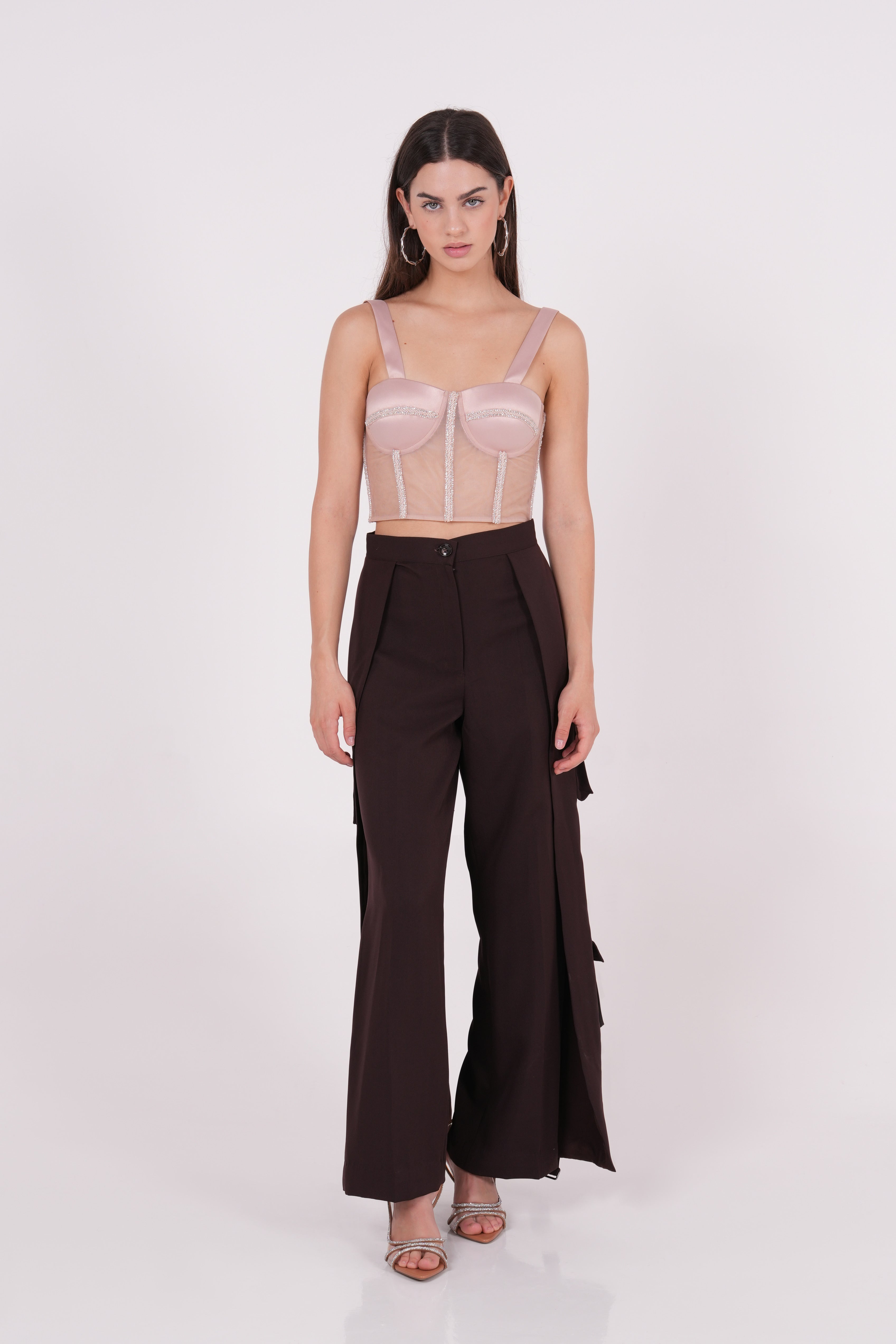 Embellished Satin Net Bustier - Sevgilim