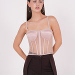 Embellished Satin Net Bustier - Sevgilim