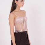 Embellished Satin Net Bustier - Sevgilim