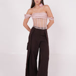 Off-Shoulder Draped Silk-Net Corset - Sevgilim