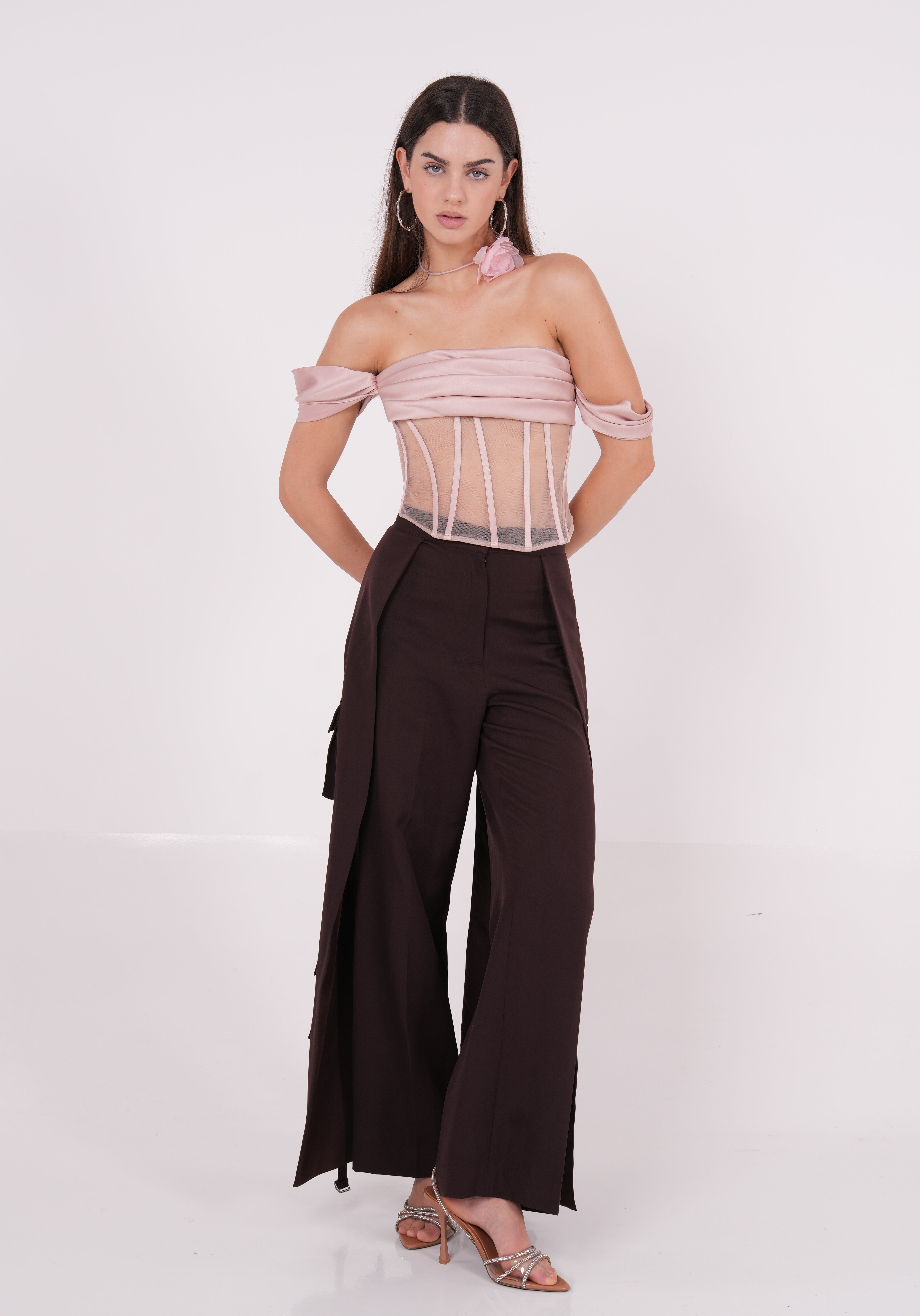 Off-Shoulder Draped Silk-Net Corset - Sevgilim