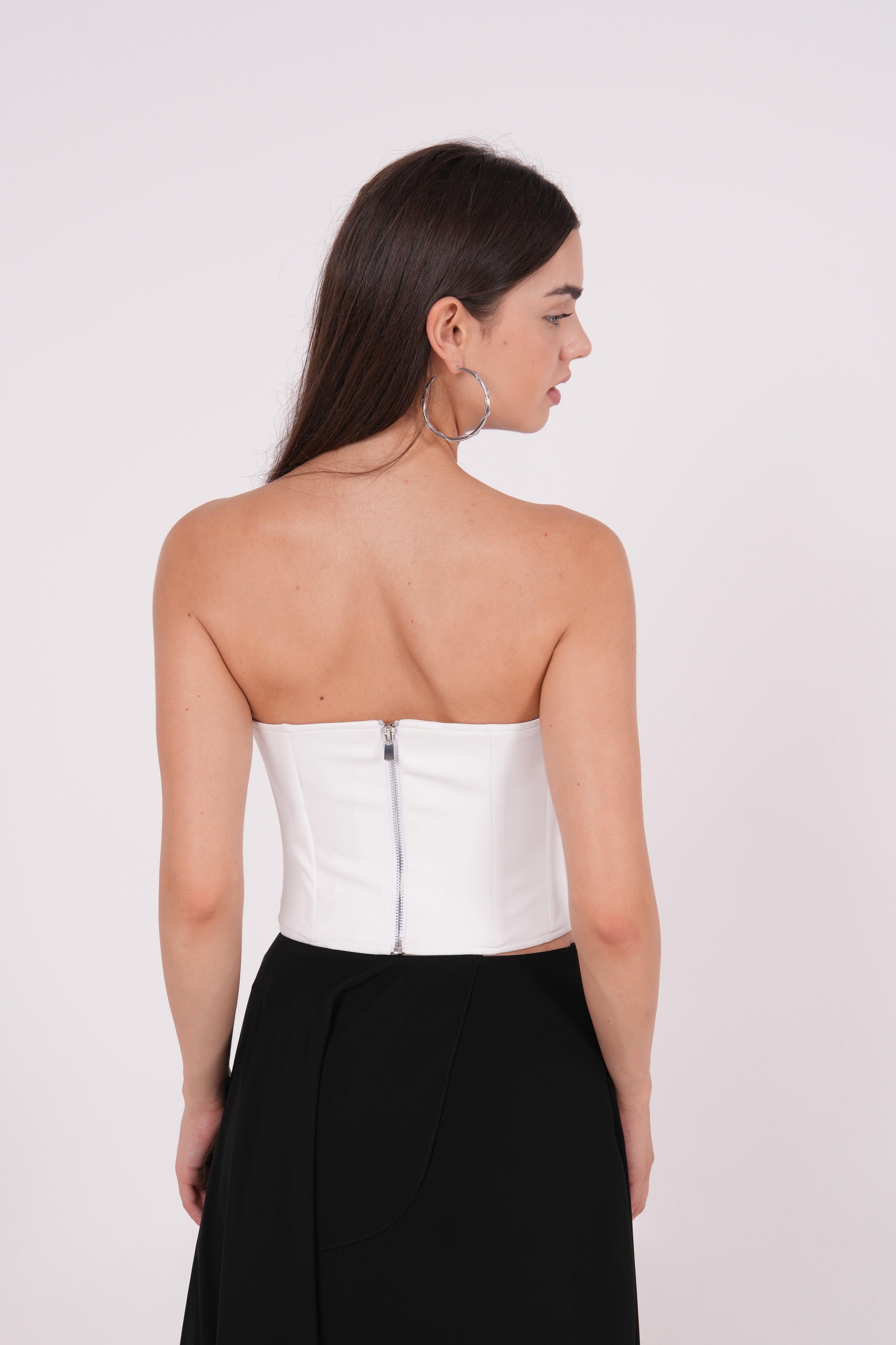 Crepe Black & White Corset - Sevgilim