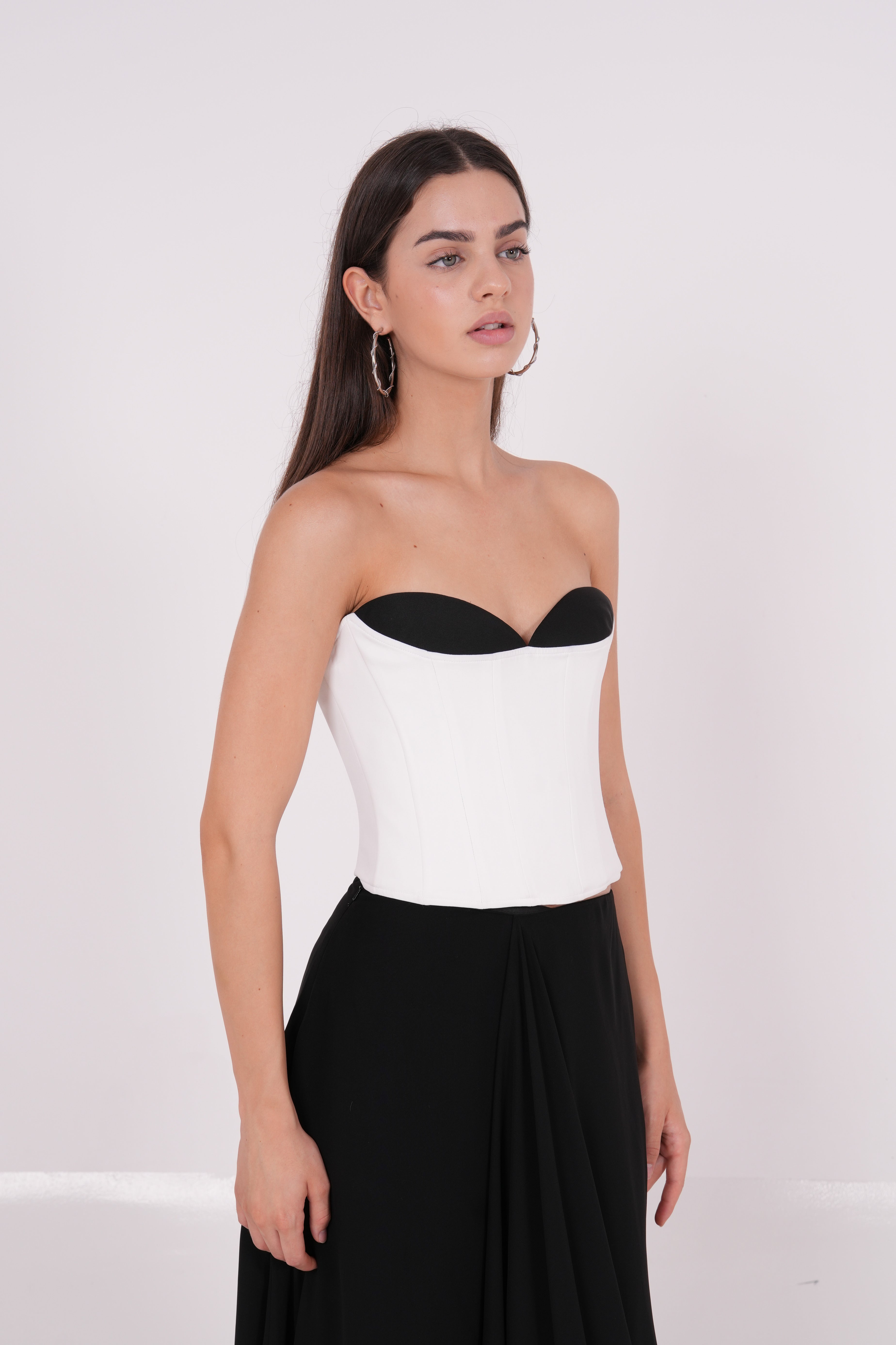 Crepe Black & White Corset - Sevgilim