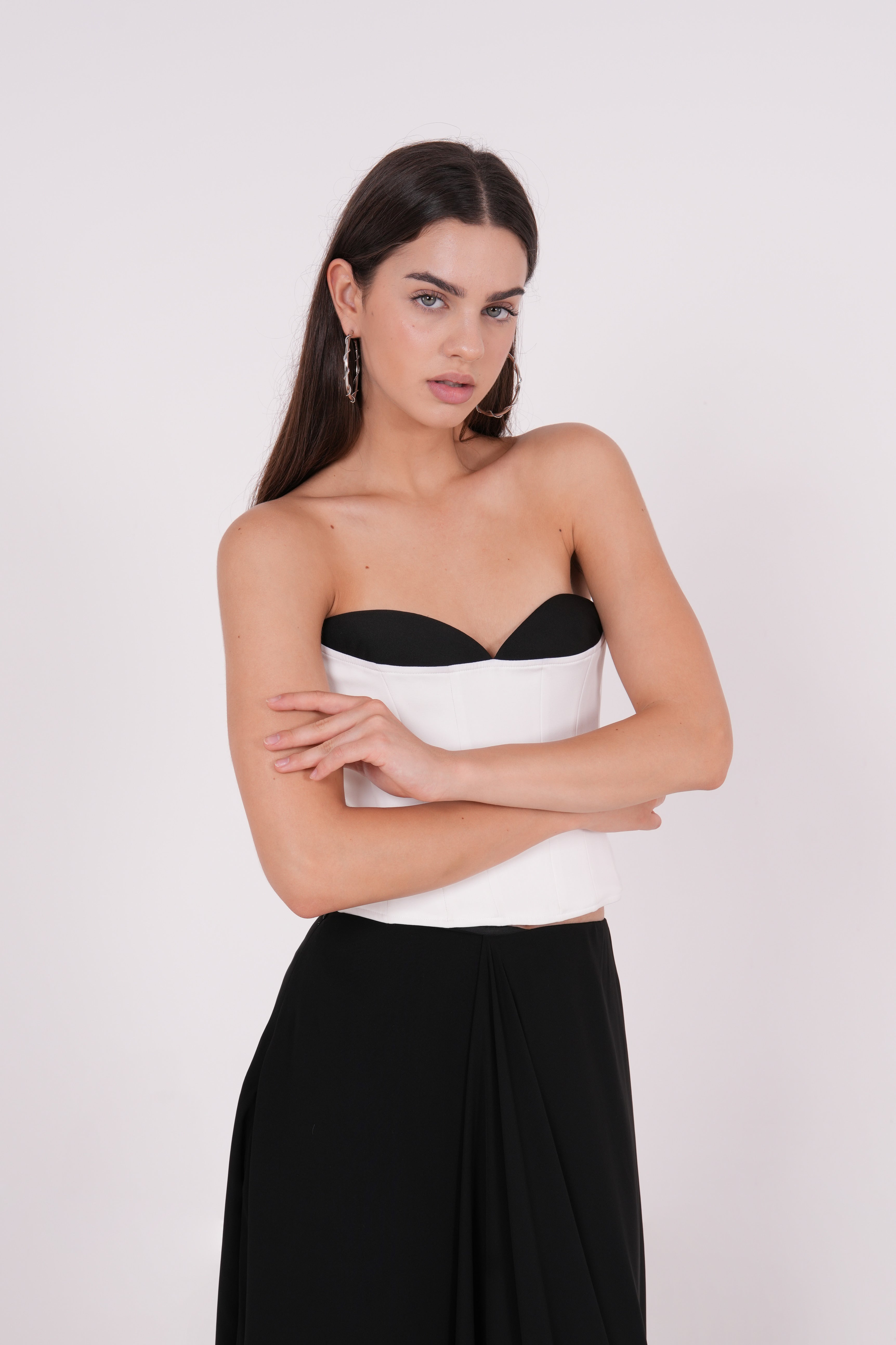 Crepe Black & White Corset - Sevgilim