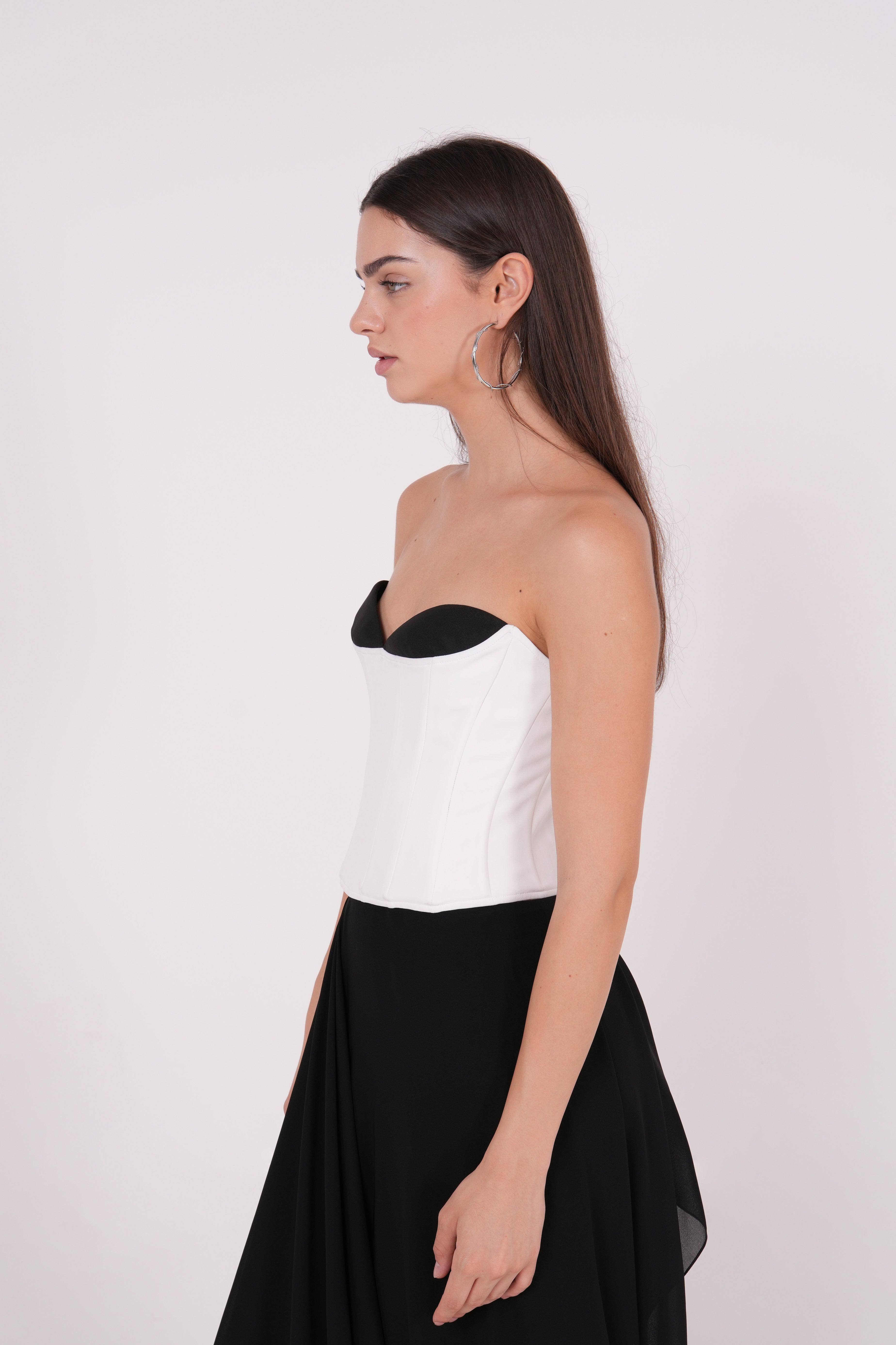 Crepe Black & White Corset - Sevgilim