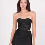 Embellished Black Net Bustier - Sevgilim