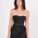 Embellished Black Net Bustier - Sevgilim