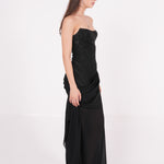 Long Black Draped Dress - Sevgilim