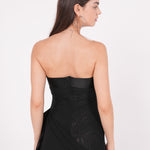 Long Black Draped Dress - Sevgilim
