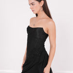 Long Black Draped Dress - Sevgilim