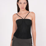 Long Quilted Black Corset - Sevgilim